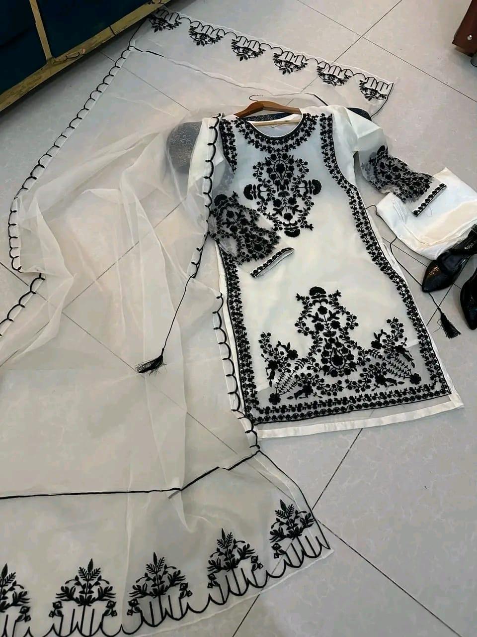 3Pcs Women's Unstitched Embroidered Suit Hype Hem