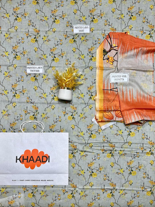 3 Pcs Women's Unstitched Printed Suit