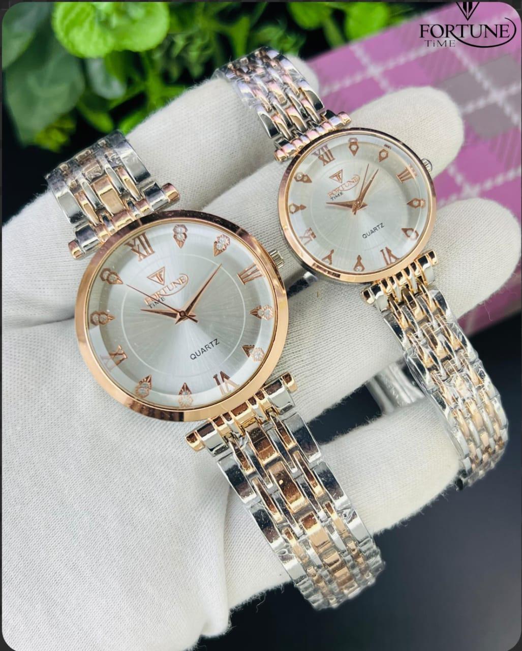 Stylish Couple Watches - 2 Pcs Quartz Movement, Water Resistant,