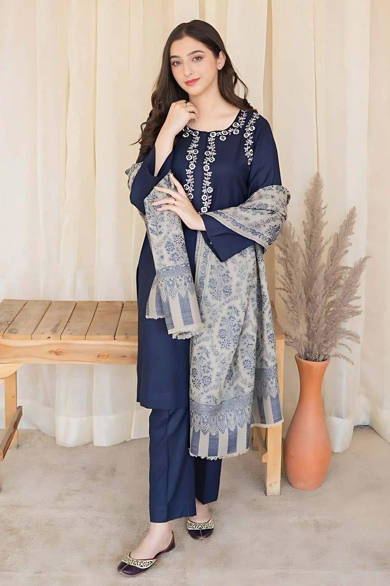 3Pcs Women's Unstitched Embroidered Lawn Suit Hype Hem