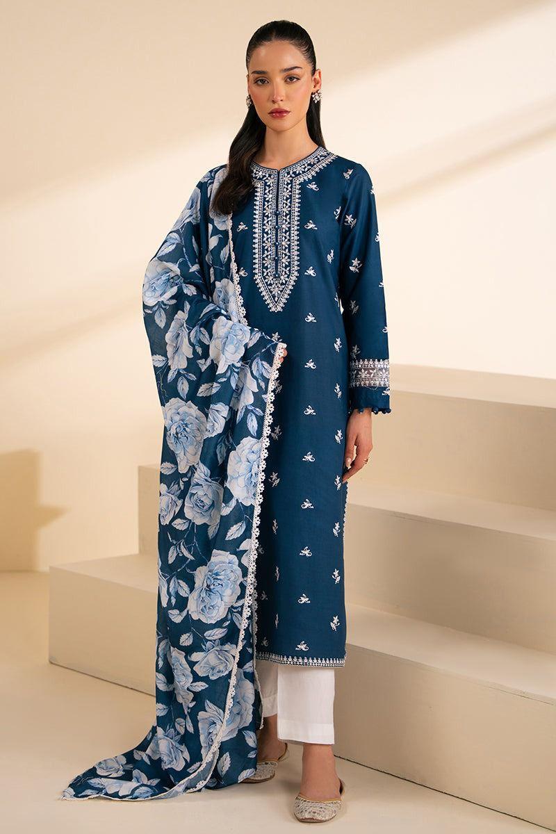 3Pcs Women's Unstitched Embroidered Lawn Suit Hype Hem