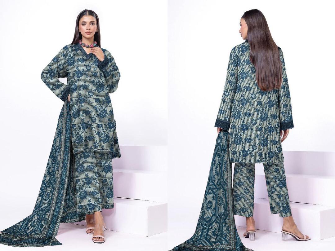 3 Pcs Women's Unstitched Printed Suit