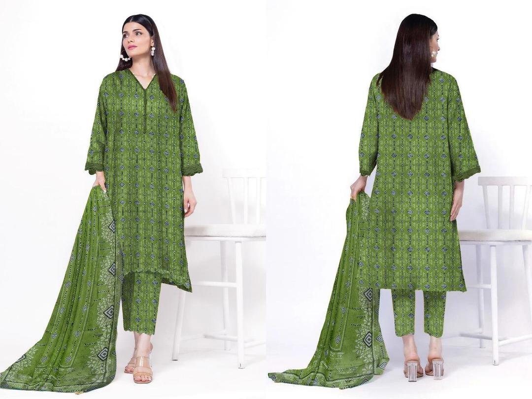 3 Pcs Women's Unstitched Printed Suit