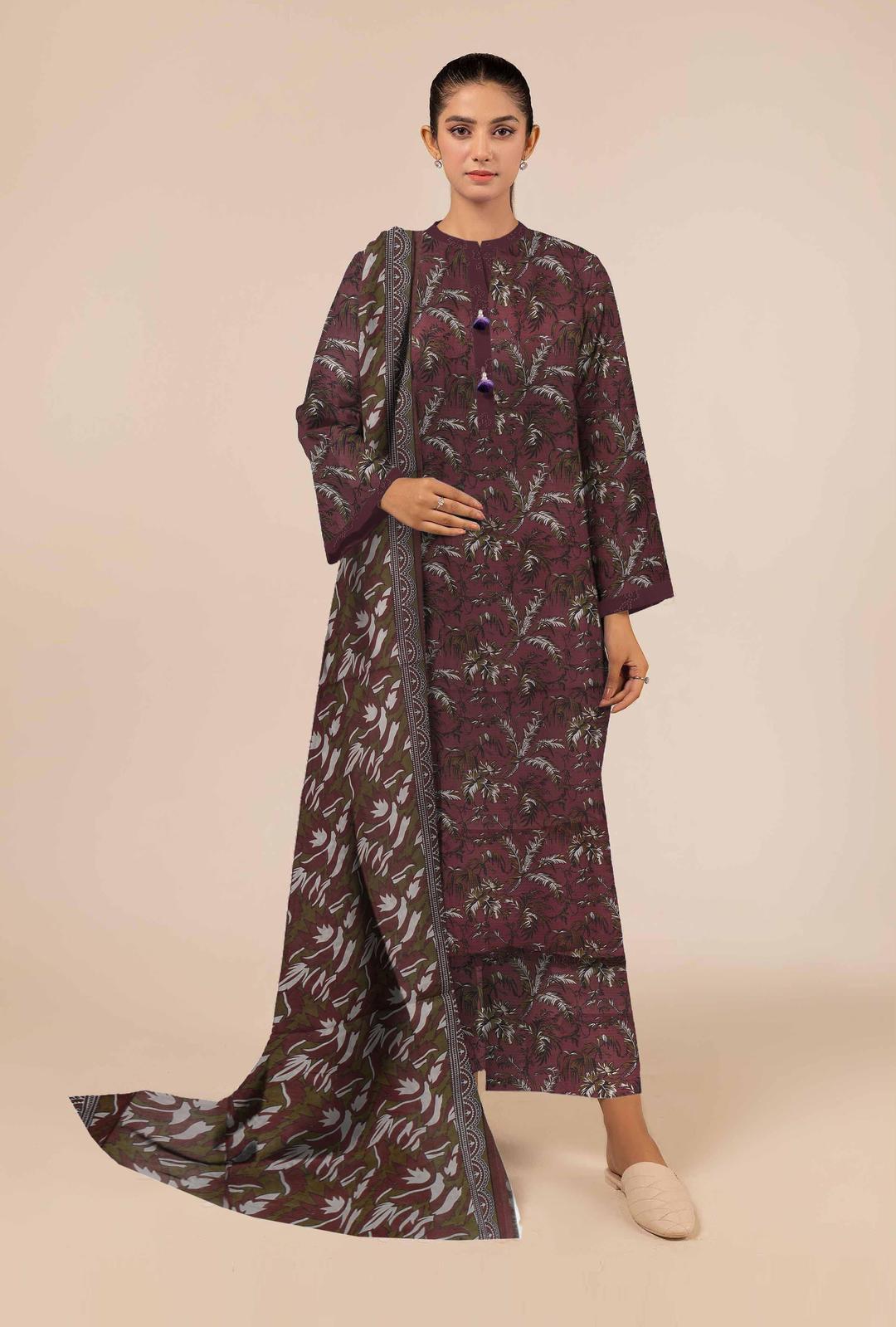 3 Pcs Women's Unstitched Printed Suit