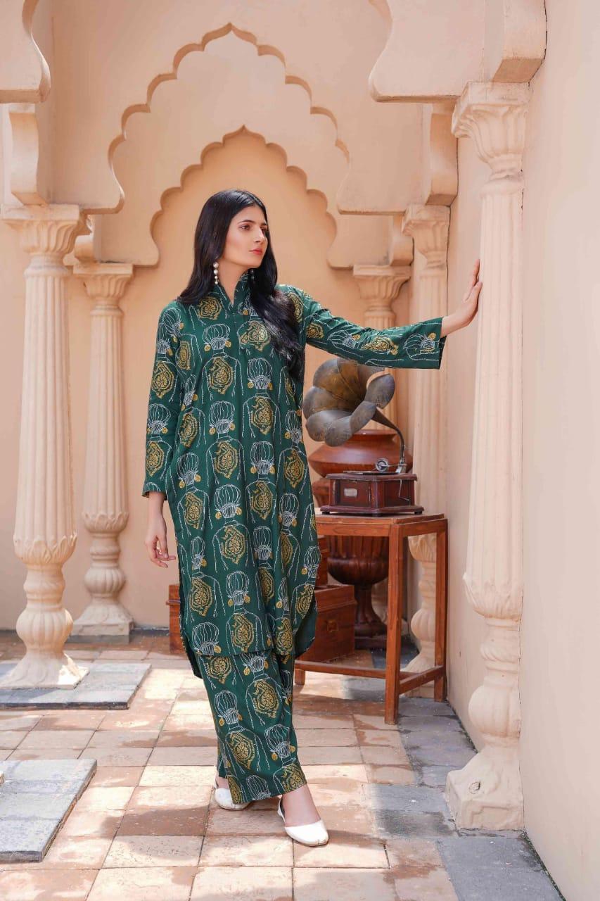 2 Pcs Women's Stitched Linen Printed Shirt & Trouser