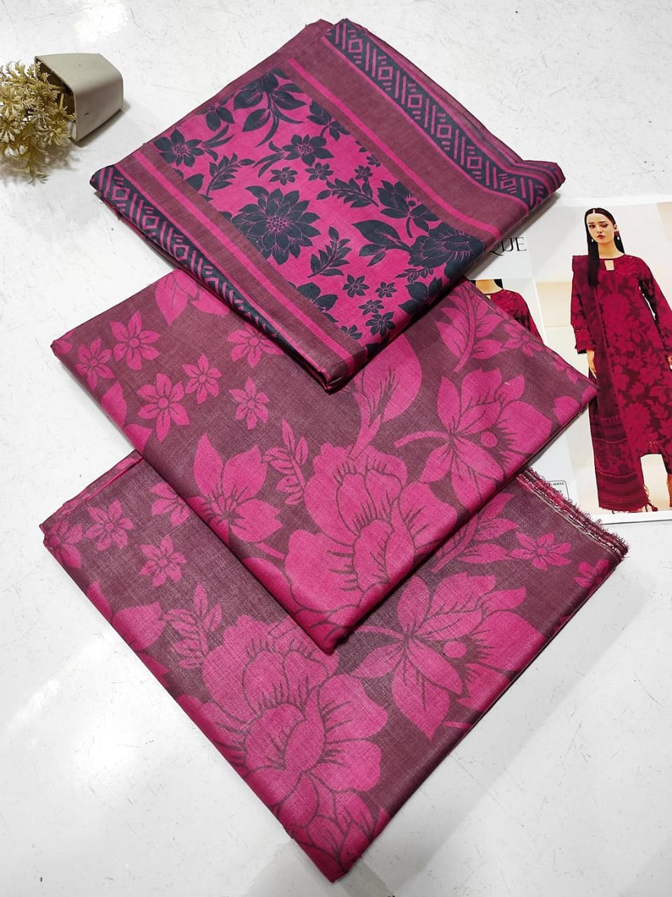 3Pcs Women's Unstitched Digital Printed Suit Hype Hem