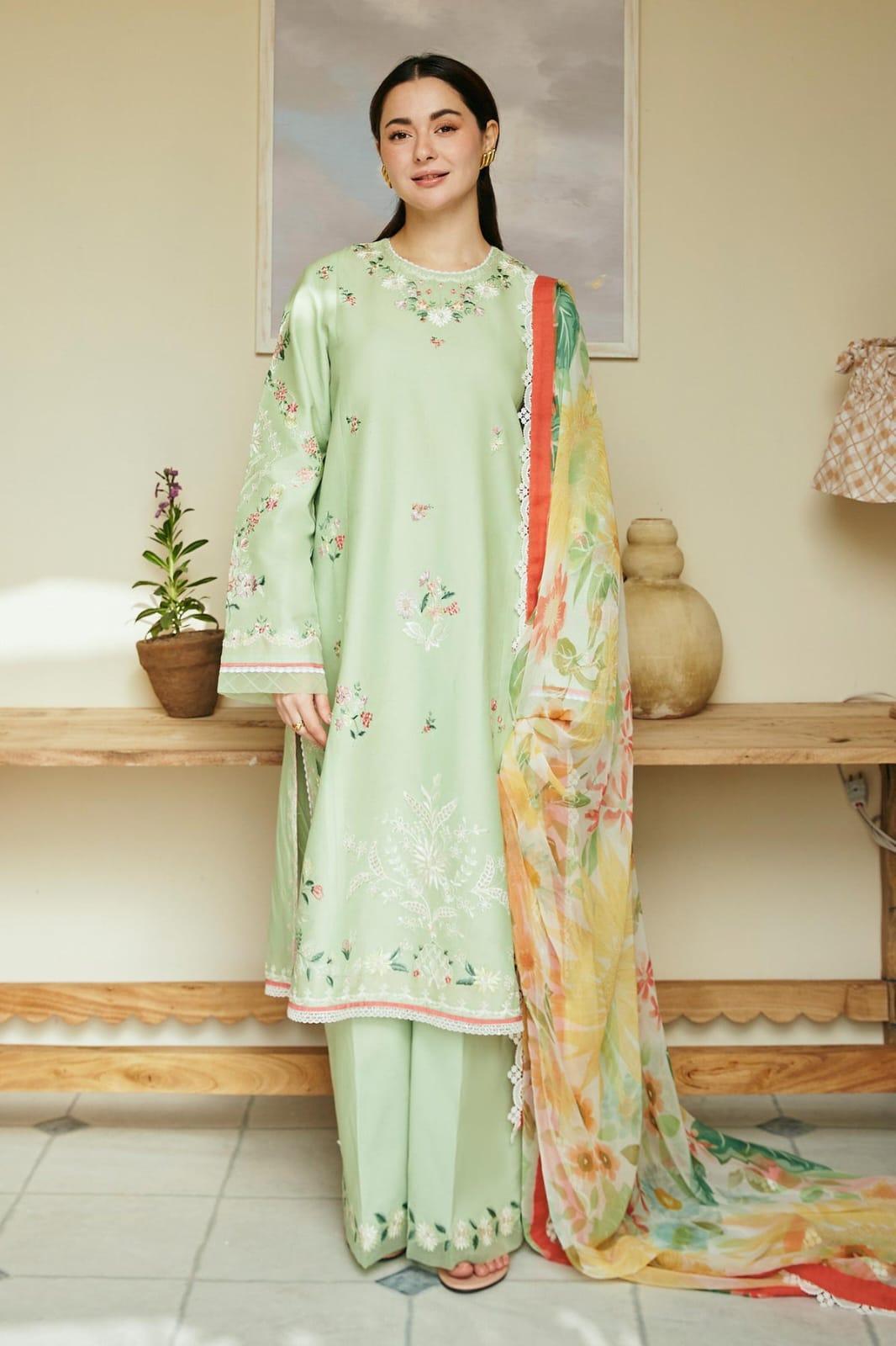 3 Pcs Women's Unstitched Embroidered Lawn Suit Hype Hem