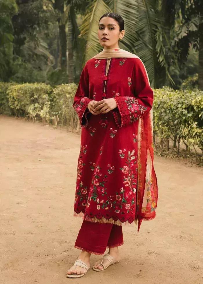 3 Pcs Women's Unstitched Embroidered Lawn Suit Hype Hem