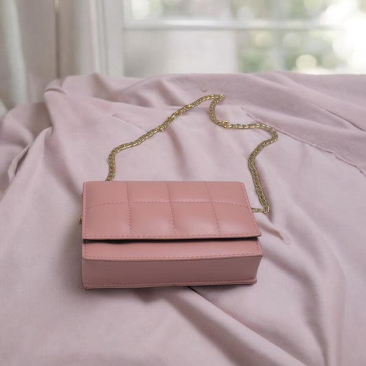 Leather Hand Bag With Long Chain