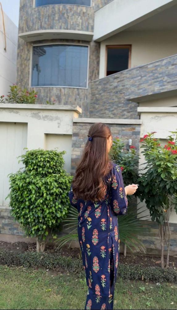 2 Pcs Women's Stitched Linen Printed Shirt And Trouser