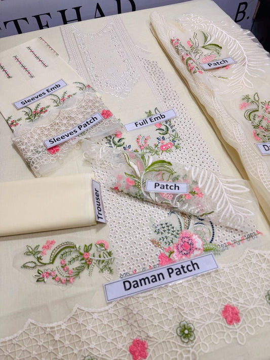 3 Pcs Women's Unstitched Embroidered Suit